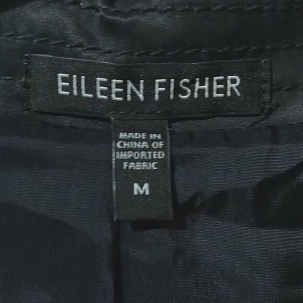 Eileen Fisher Black Belted Double Breasted Trench Coat SIZE MEDIUM - Picture 10 of 10